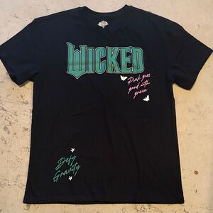 WICKED Universal Black Tee with Green and Pink Graphics